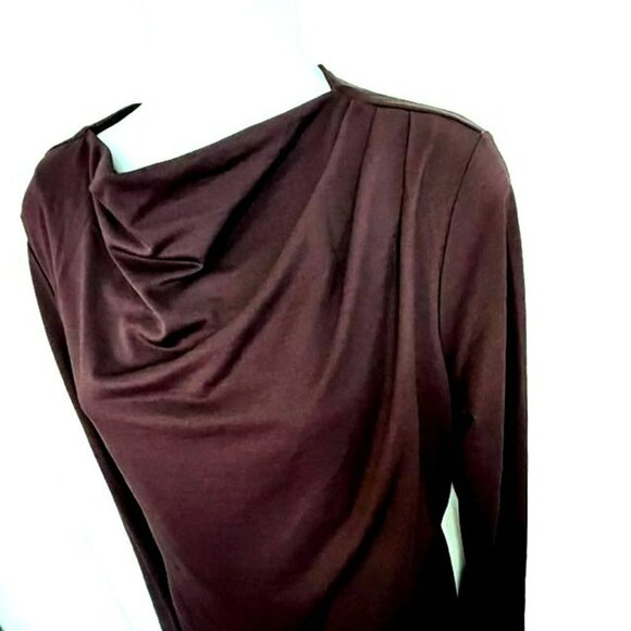 NWOT TOPSHOP DARK PLUM DRAPE FRONT ASYMMETRICAL CREPE DRESS SIZE 10 - Picture 10 of 14